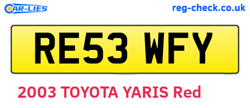 RE53WFY are the vehicle registration plates.