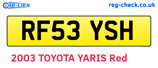 RF53YSH are the vehicle registration plates.