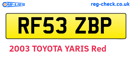 RF53ZBP are the vehicle registration plates.