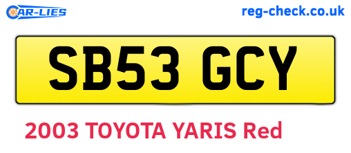 SB53GCY are the vehicle registration plates.