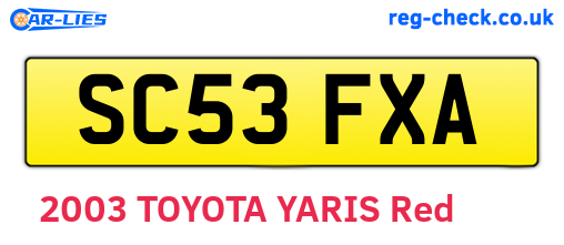SC53FXA are the vehicle registration plates.