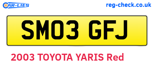 SM03GFJ are the vehicle registration plates.