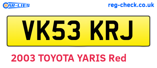 VK53KRJ are the vehicle registration plates.