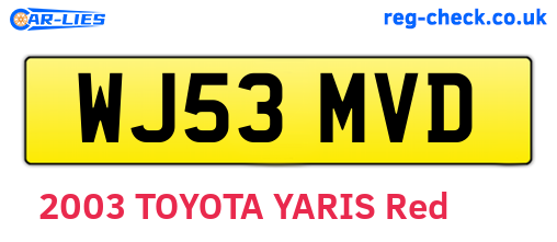 WJ53MVD are the vehicle registration plates.