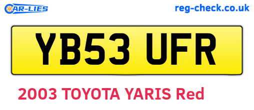 YB53UFR are the vehicle registration plates.
