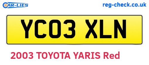 YC03XLN are the vehicle registration plates.
