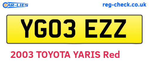 YG03EZZ are the vehicle registration plates.