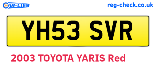 YH53SVR are the vehicle registration plates.