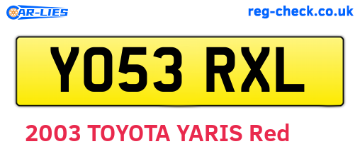 YO53RXL are the vehicle registration plates.