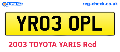 YR03OPL are the vehicle registration plates.