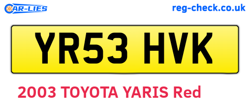 YR53HVK are the vehicle registration plates.