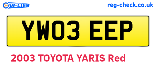 YW03EEP are the vehicle registration plates.
