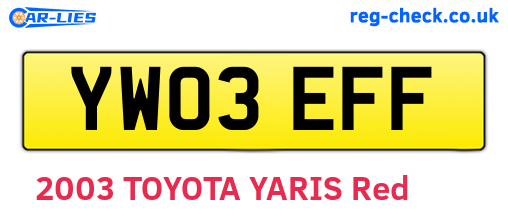 YW03EFF are the vehicle registration plates.