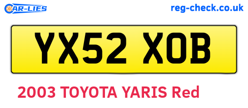 YX52XOB are the vehicle registration plates.