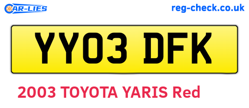 YY03DFK are the vehicle registration plates.