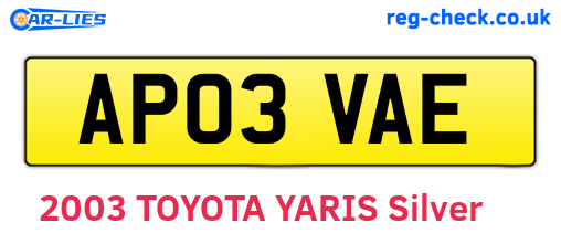 AP03VAE are the vehicle registration plates.