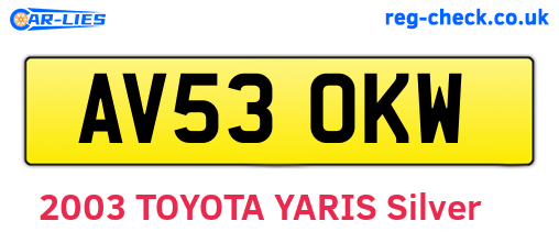 AV53OKW are the vehicle registration plates.