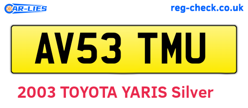 AV53TMU are the vehicle registration plates.