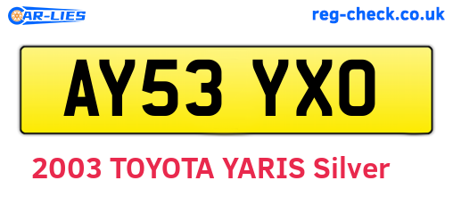 AY53YXO are the vehicle registration plates.