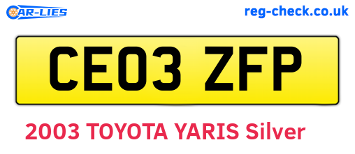 CE03ZFP are the vehicle registration plates.