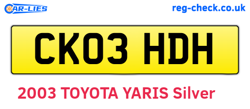 CK03HDH are the vehicle registration plates.