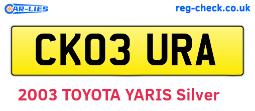 CK03URA are the vehicle registration plates.