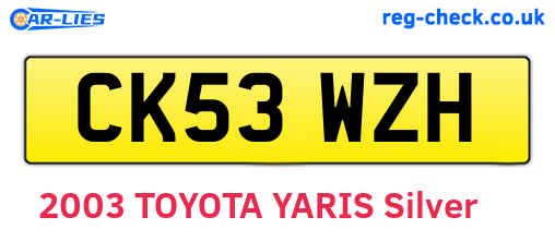CK53WZH are the vehicle registration plates.