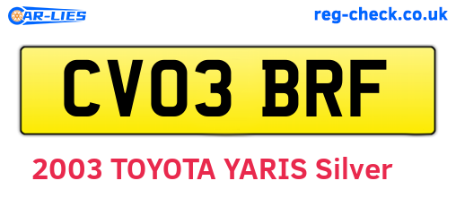 CV03BRF are the vehicle registration plates.