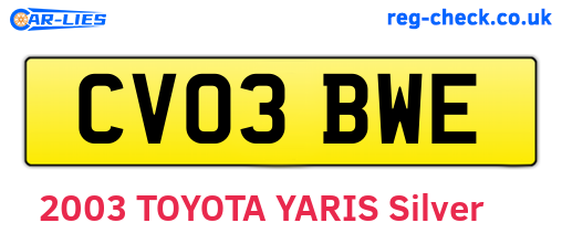 CV03BWE are the vehicle registration plates.