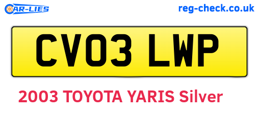 CV03LWP are the vehicle registration plates.