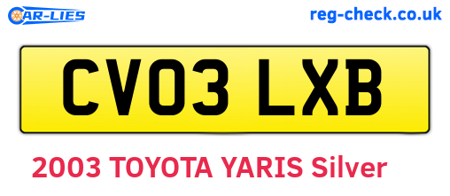 CV03LXB are the vehicle registration plates.