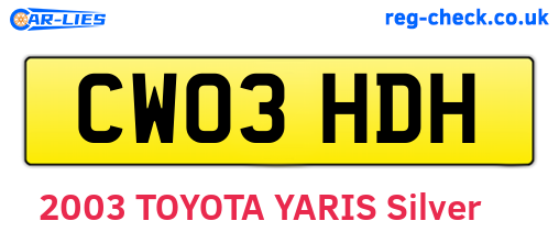 CW03HDH are the vehicle registration plates.