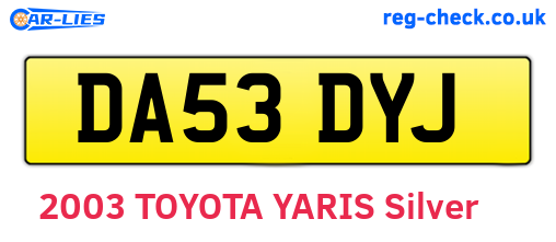 DA53DYJ are the vehicle registration plates.