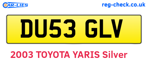 DU53GLV are the vehicle registration plates.