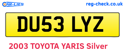 DU53LYZ are the vehicle registration plates.