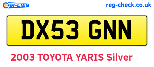 DX53GNN are the vehicle registration plates.