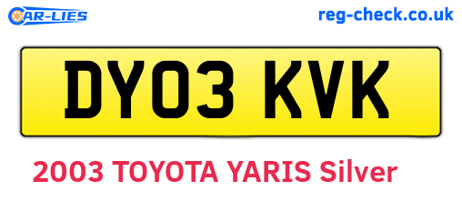 DY03KVK are the vehicle registration plates.