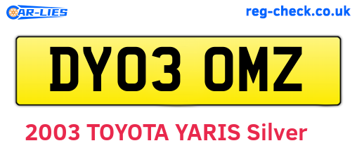 DY03OMZ are the vehicle registration plates.