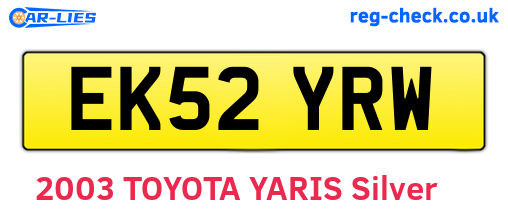 EK52YRW are the vehicle registration plates.