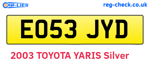 EO53JYD are the vehicle registration plates.