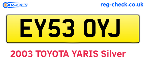 EY53OYJ are the vehicle registration plates.