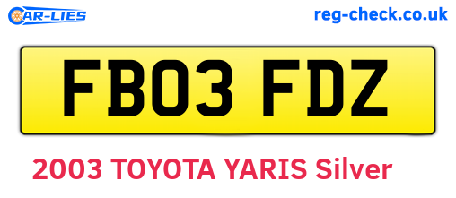 FB03FDZ are the vehicle registration plates.