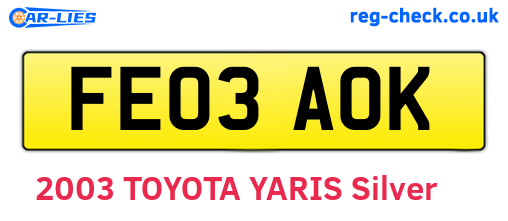 FE03AOK are the vehicle registration plates.