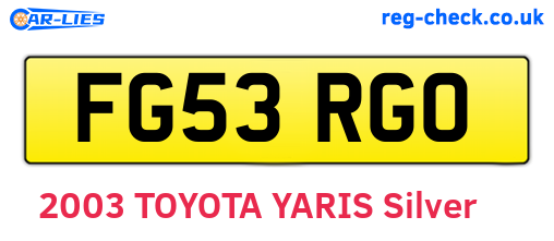 FG53RGO are the vehicle registration plates.