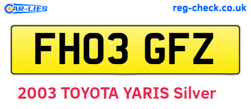 FH03GFZ are the vehicle registration plates.