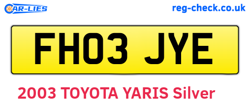 FH03JYE are the vehicle registration plates.