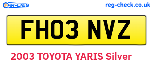 FH03NVZ are the vehicle registration plates.