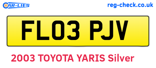 FL03PJV are the vehicle registration plates.