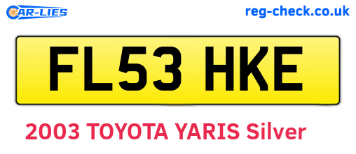 FL53HKE are the vehicle registration plates.