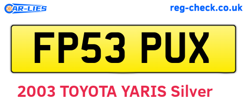 FP53PUX are the vehicle registration plates.